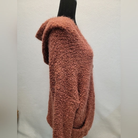 POL SMALL (10)CHUNKY OVERSIZED HOODED BUTTON FRONT W/ POCKETS SWEATER/ CARDIGAN - Picture 10 of 11